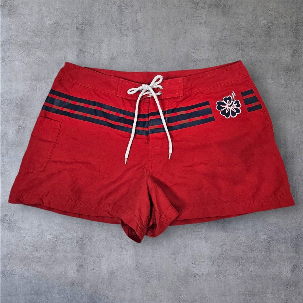 Vintage Y2K Instant Action Red Cargo Board Swim‎ Shorts Size Large Juniors J40